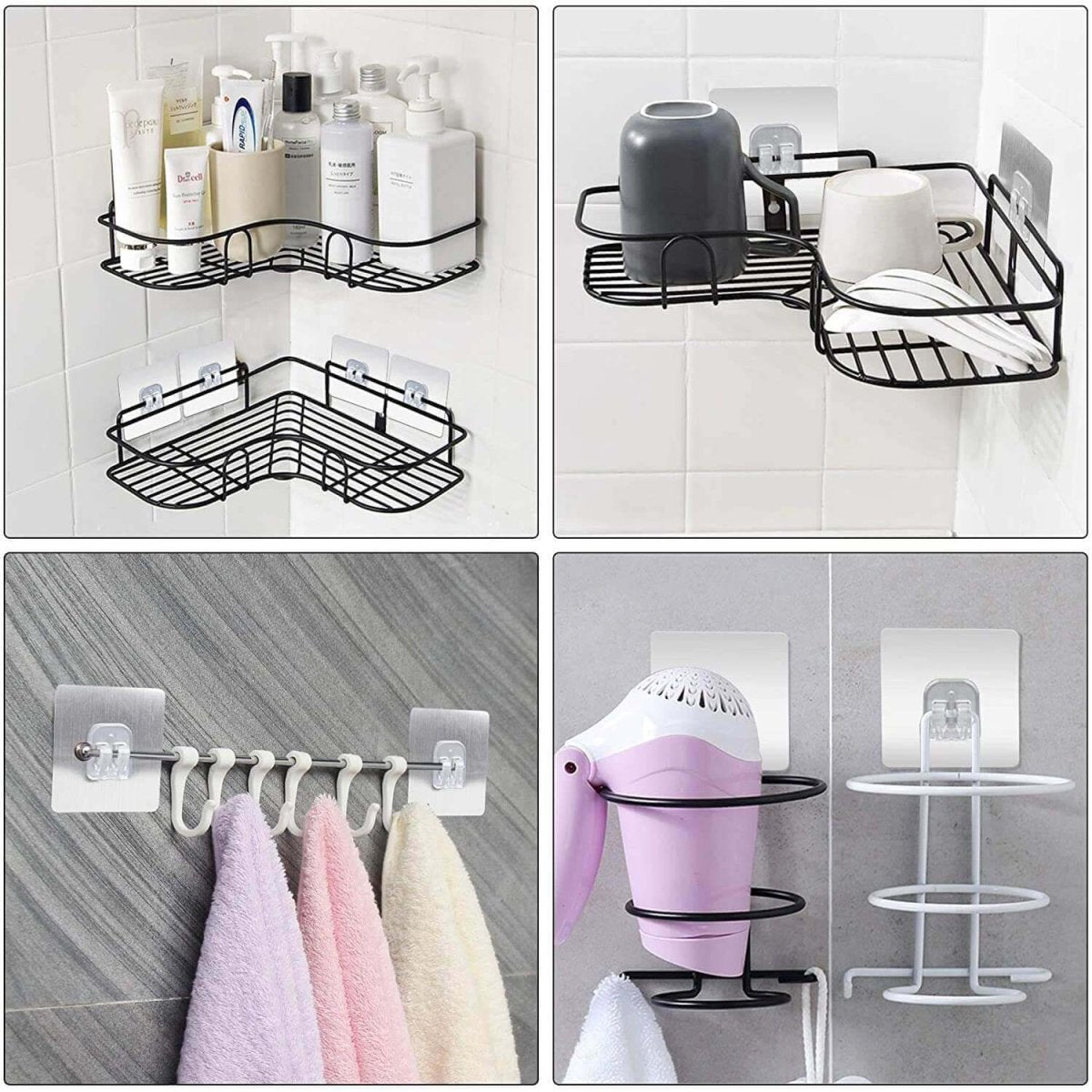 Adhesive Wall Hooks For Shower Caddy (1 Set) - PlanetShopper